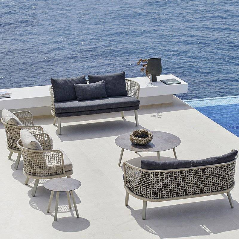 亚藤户外庭院藤编桌椅休闲藤椅子花园茶几桌椅设计师创意阳台桌椅