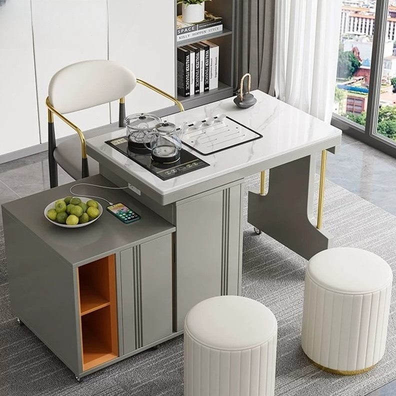 轻奢岩板茶台现阳台可移动茶桌家用茶边柜简约小型茶车泡茶桌子