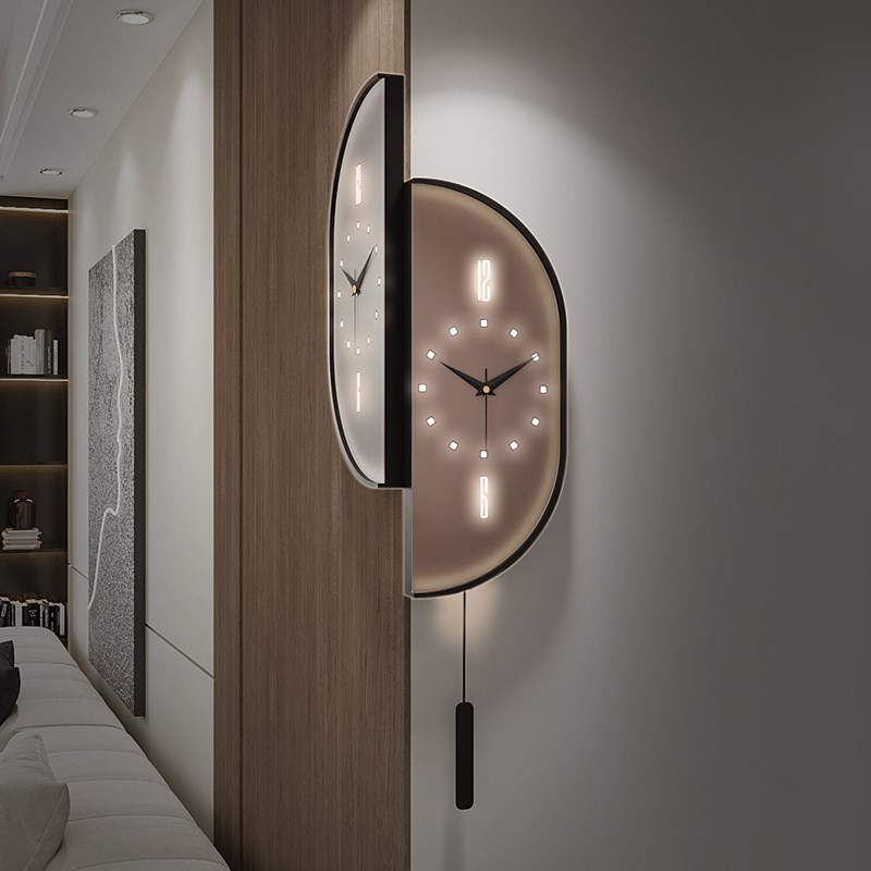 2025新款客厅双面拐角钟u表挂钟现代简约创意轻奢大气转角时钟挂