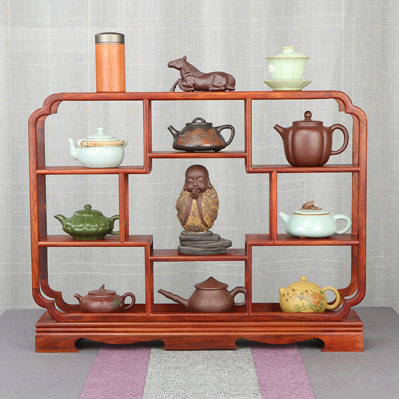 实木博古架桌面茶壶架子摆件v置物架花梨多宝阁茶杯架紫砂壶展示