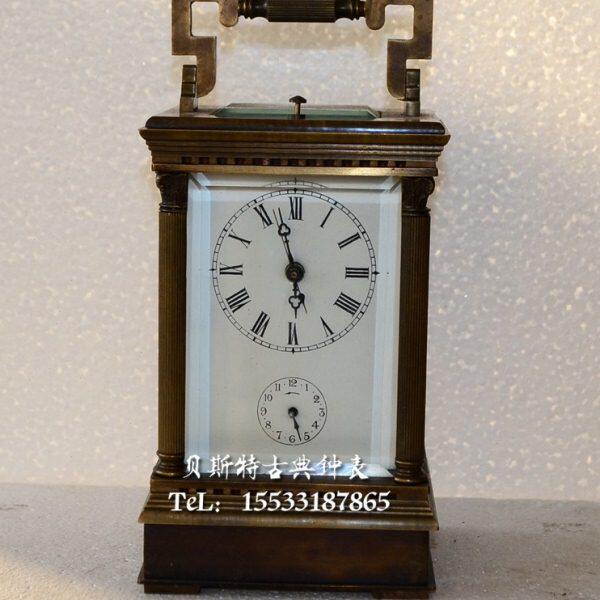 仿古西洋四功能皮套钟|古典座钟|老式作旧铜机械闹钟|上弦台钟