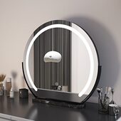 镜子化妆镜梳妆台桌面带灯发光智能美妆镜卧室宿舍旋转台式 梳妆镜