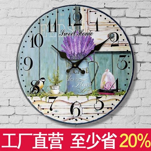 复古田园挂钟客厅欧式个性装饰时钟创意卧室静音壁钟现代简约挂表