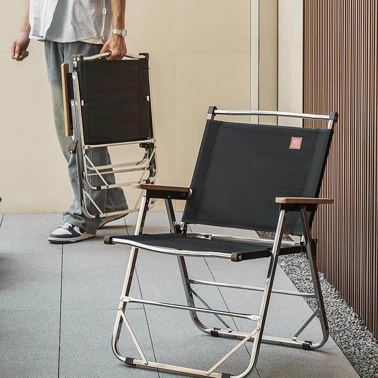 折叠椅子户外便携式露营折叠桌椅家用阳台高级不锈钢休闲椅