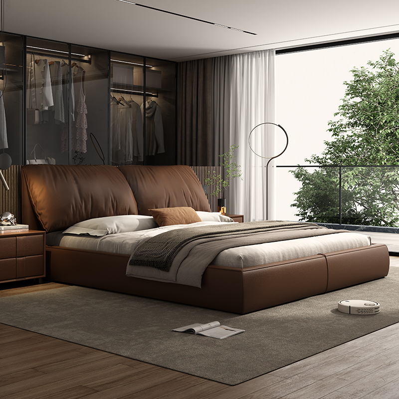 喜临门意式极简真皮床简约现代大象耳朵双人床主卧大床轻奢储物软