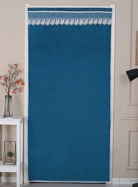 门帘家用防蚊免打孔长短款卧室厨房四季通用金丝绒布艺遮光隔断帘