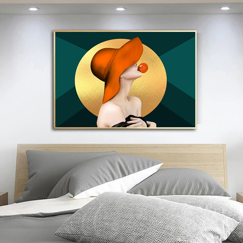 卧室房间美女人物装饰画酒店宾馆床头挂画直播间墙面现代主卧壁画
