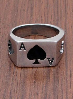 Punk Lucky Spade A Playing Card Ring 316L Stainless Steel Ma
