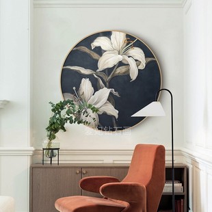 现代简约小清新餐厅diy方钻满钻钻石画圆形白百合花全贴钻