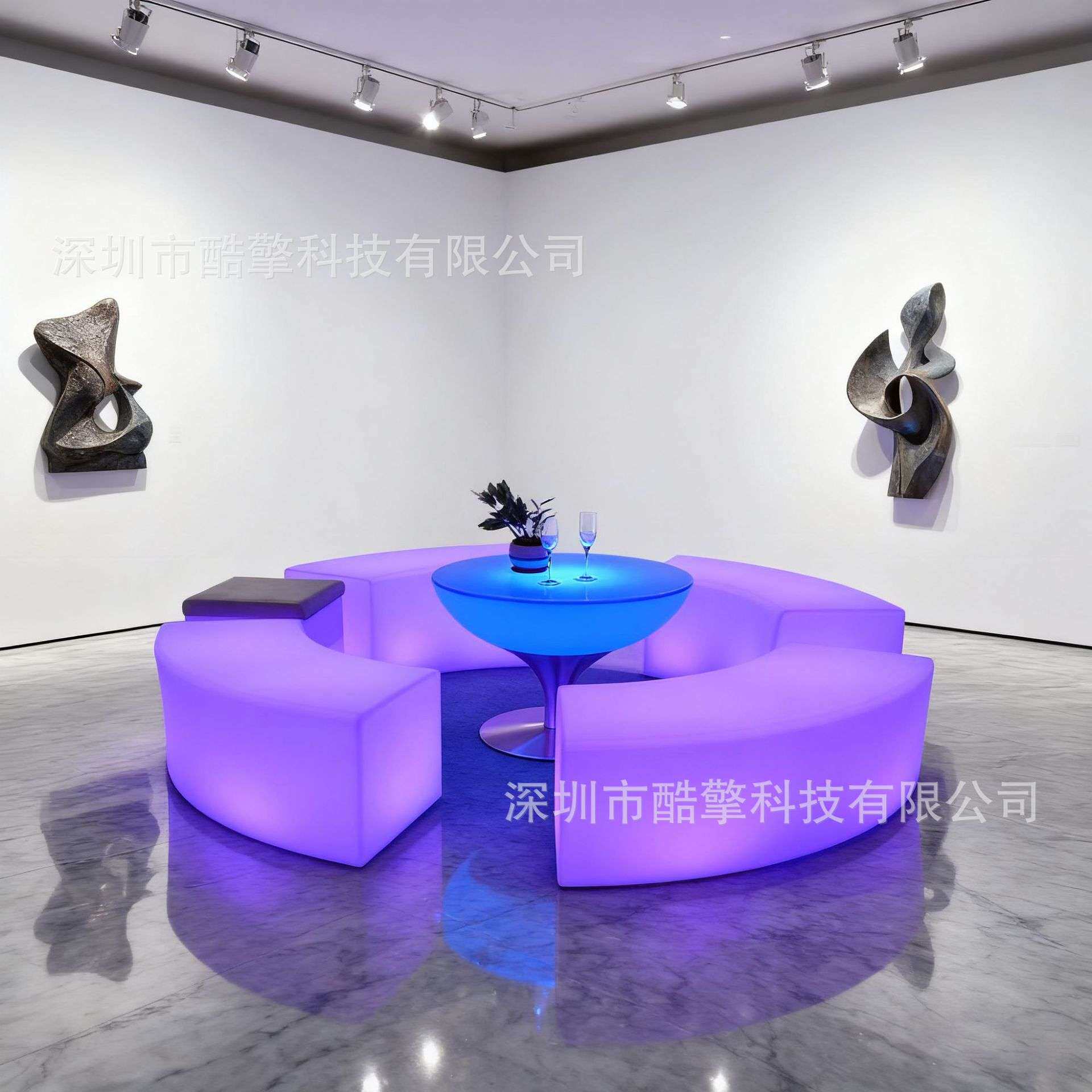 led发光凳子桌子KTV酒吧发光家具茶几户外防水七彩灯光弧形凳子