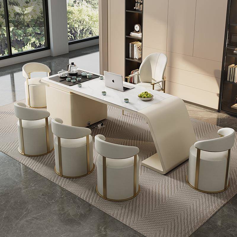 新款岩板茶桌椅组合现代简约时尚设计感家用办公一体阳台泡茶台