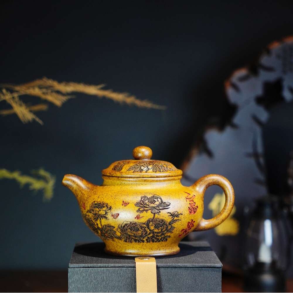 富贵大掇只壶宜兴紫砂壶家藏高温段泥花开富贵大茶壶手工家用茶具