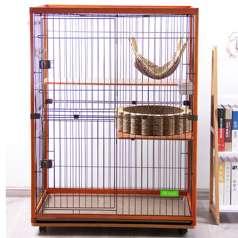 创逸CWP榉木系列实木三层猫别墅木头两层猫笼子二层猫舍可隔断笼