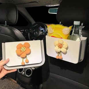 车载垃圾桶折叠网红汽车内用创意后排座椅可爱卡通挂式 杂物置物女
