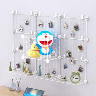 幼儿园墙角照片墙上饰品网格加固展示架打孔娃娃摆件收纳置物架子