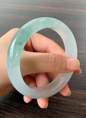 【顺丰包邮】高品质翡翠玉手镯冰种手镯女高冰油青蓝水冰种飘花翡