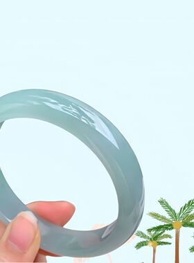 【带证】老坑缅甸冰种晴底翡翠玉手镯女真货 浅绿飘花真玉送礼 带