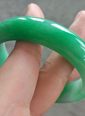 【带证】缅甸处理翡翠手镯豆种浅绿玉手镯玉镯子玉镯女士手镯手镯