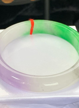 【顺丰包邮】缅甸天然春彩大圈口翡翠处理手镯一手玉镯冰糯