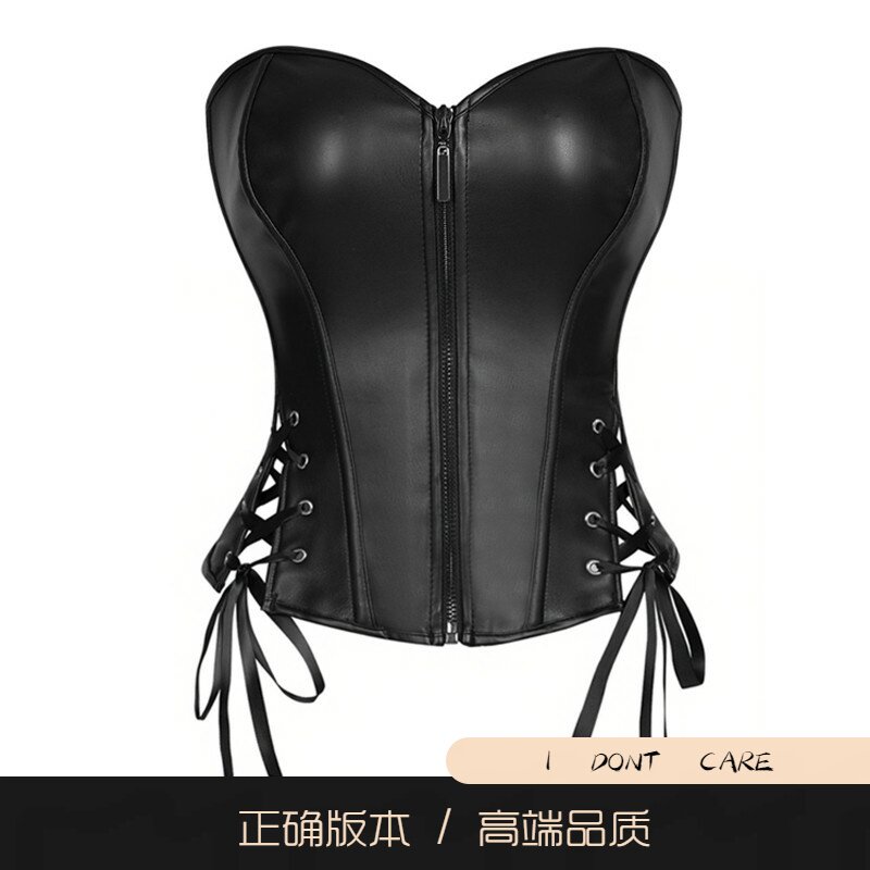 【正确版】黑色朋克辣妹绑带束身衣收腰蝴蝶结紧身性感抹胸上衣女