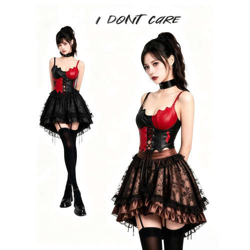 【正确版】万圣节欧美朋克风corset topPU印花鱼骨束腰胸衣性感