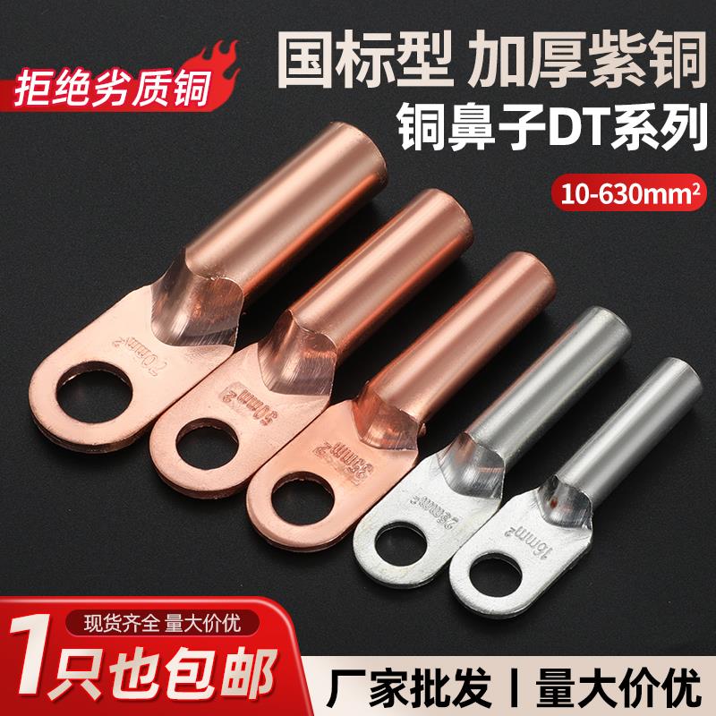 国标DT铜接线端子接线端子电线铜线鼻子镀锡铜接头25/35/50平方铜