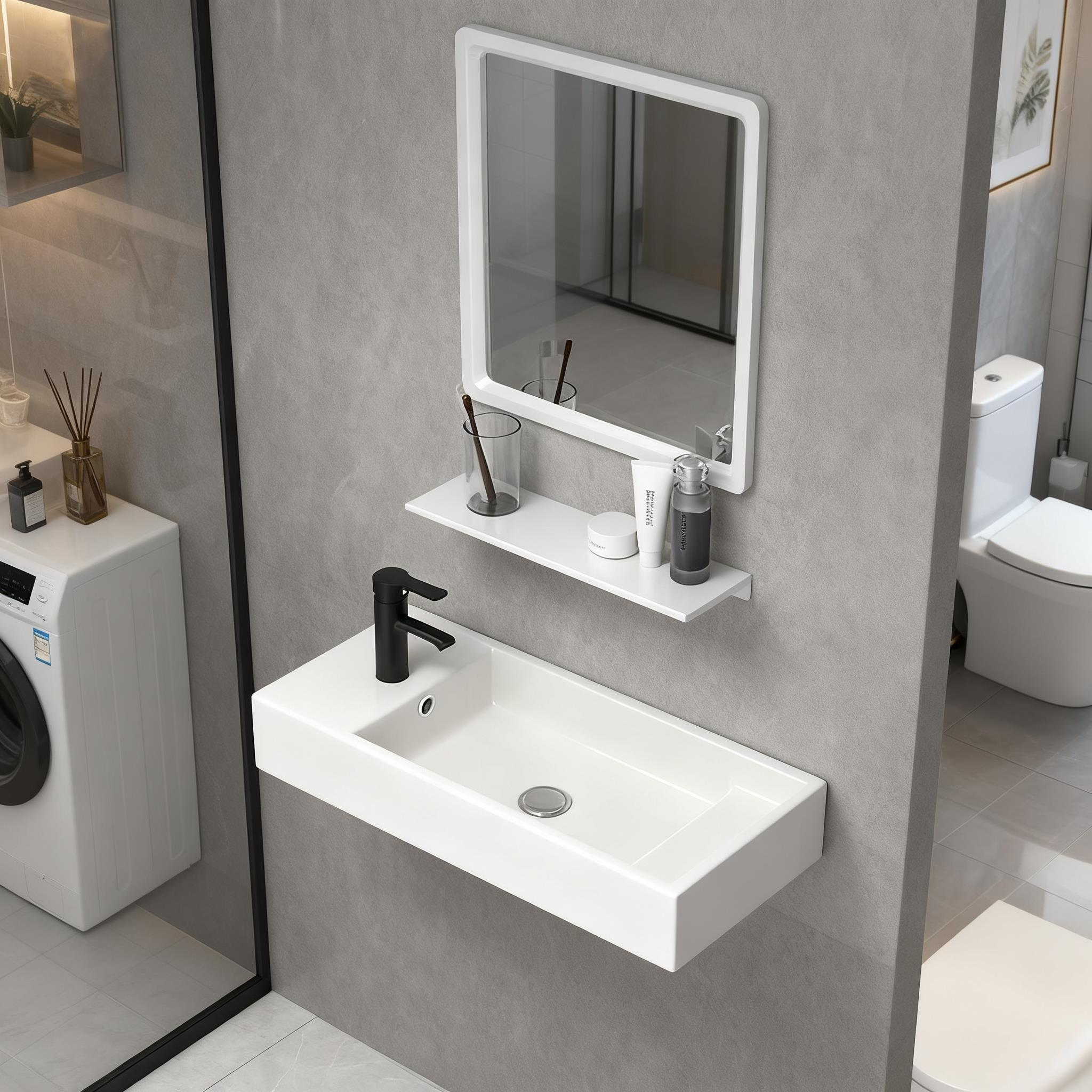 挂墙式窄型洗手盆单盆小尺寸卫生间陶瓷洗脸盆小户型洗漱池小台盆