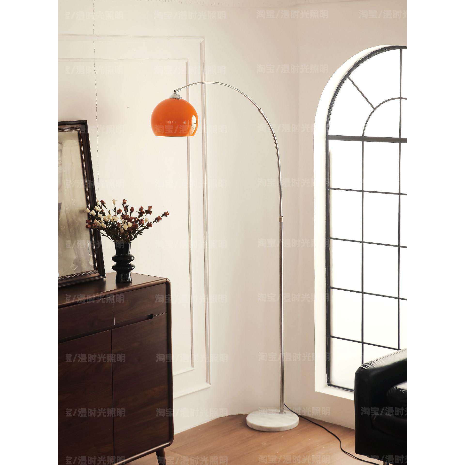 漫时光中古风格柚子落地灯沙发旁钓鱼灯高级感酒店民宿装饰氛围灯,家装灯饰光源,装饰落地灯,淘宝优惠券,粉丝福利购,淘宝优惠卷
