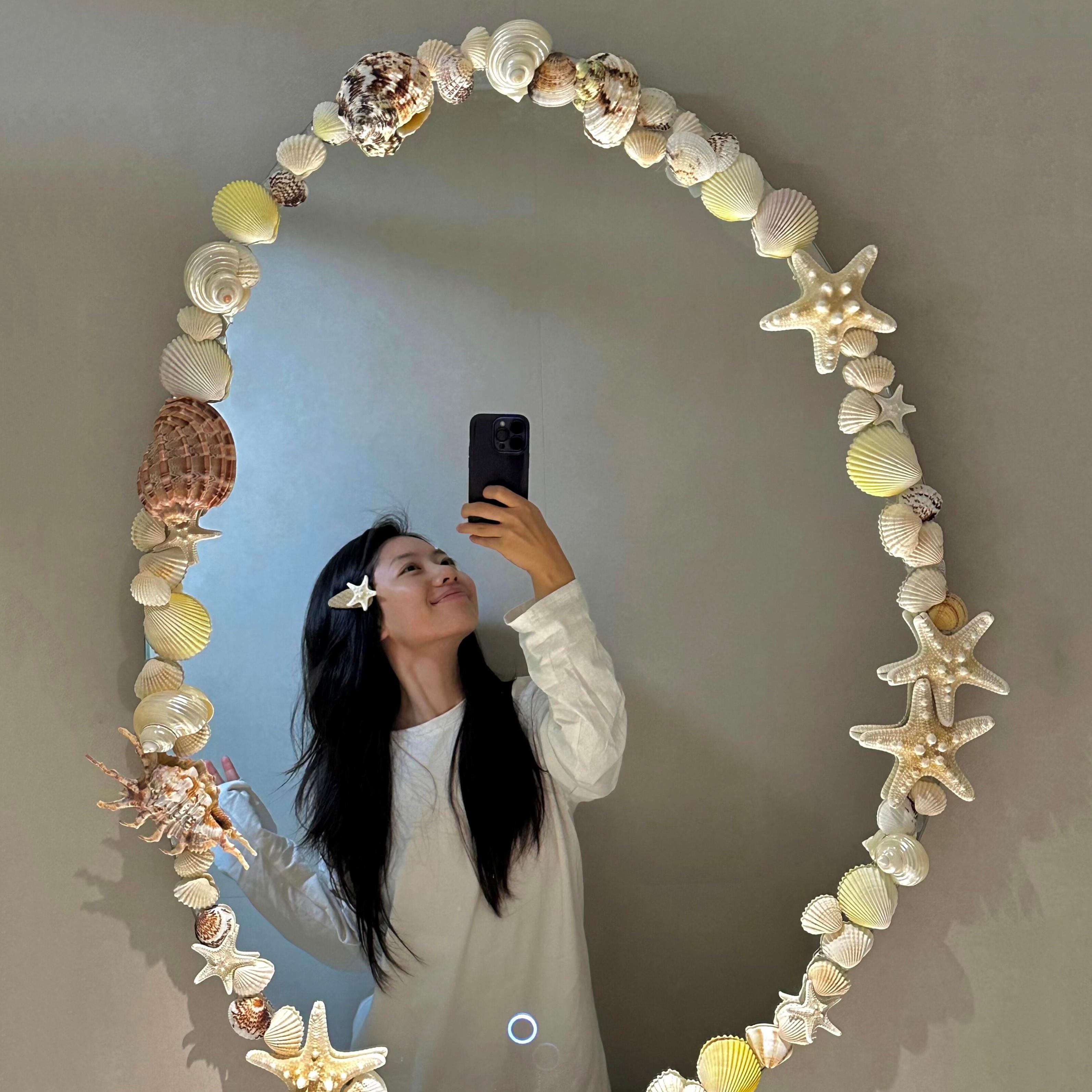 镜子边框装饰贝壳海螺手工diy材料浴室梳妆全身镜边缘自粘包边框