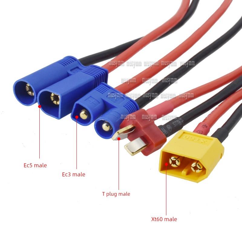 Xt60 Ec5 ec3t插头到4mm镀金香蕉头连接电缆硅胶电缆模型飞机锂电
