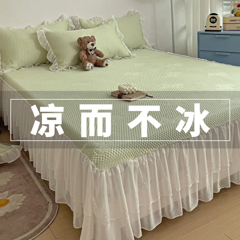 夏季冰丝床裙单件床罩床裙款床裙罩2024新款床笠带裙边床单遮丑图片