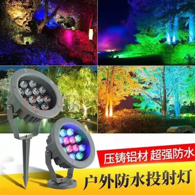 LED投光灯220V 24V5w7w9w12w防水插地射灯草坪灯园林灯照树灯超亮