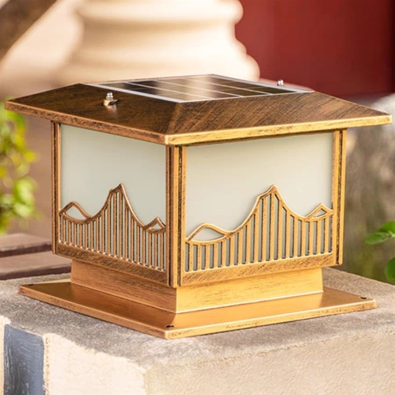 太阳能门柱灯户外防水庭院别墅z柱子灯家用高端覆古花园围墙柱头