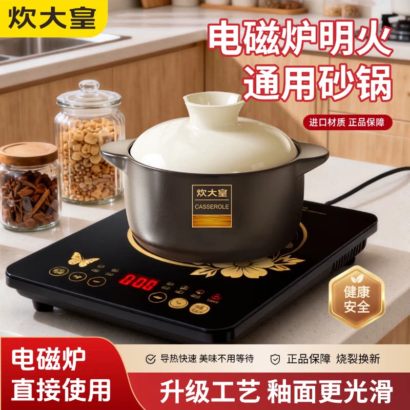 炊大皇电磁炉专用砂锅燃气灶用家用煲汤煲仔饭沙锅耐高温干烧不裂