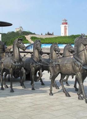 铸铜驾车雕塑跃马十二生肖铜马工艺品战车铜马雕塑