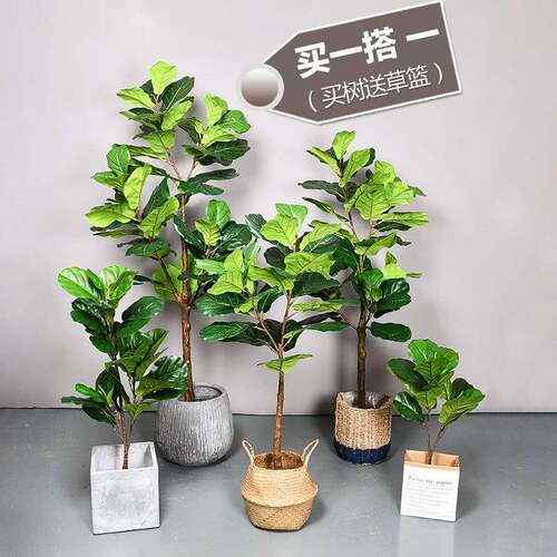 北欧仿真绿植大叶琴叶榕盆栽客厅室内大型植物简约装饰假树龟背竹