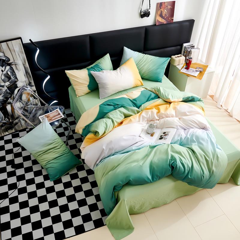 外贸数码简约渐变四件套宿舍床上三件套床单被套单人学生被罩床