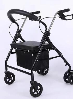 老人助行器手推车可推可坐购物车老年休闲四轮买菜车带座椅可折叠