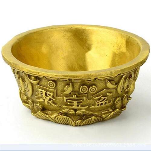 纯铜聚宝盆摆件家居供奉风水装饰工艺品摆件
