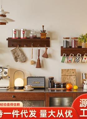 墙上置物架实木壁挂创意门厅挂衣钩带隔板衣帽架层板免打孔收纳架