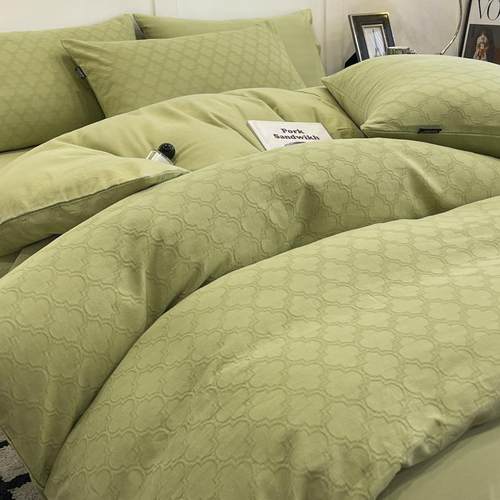 春季纯棉床上四件套60s全棉三层纱提花床品轻奢被套床单人三件套4