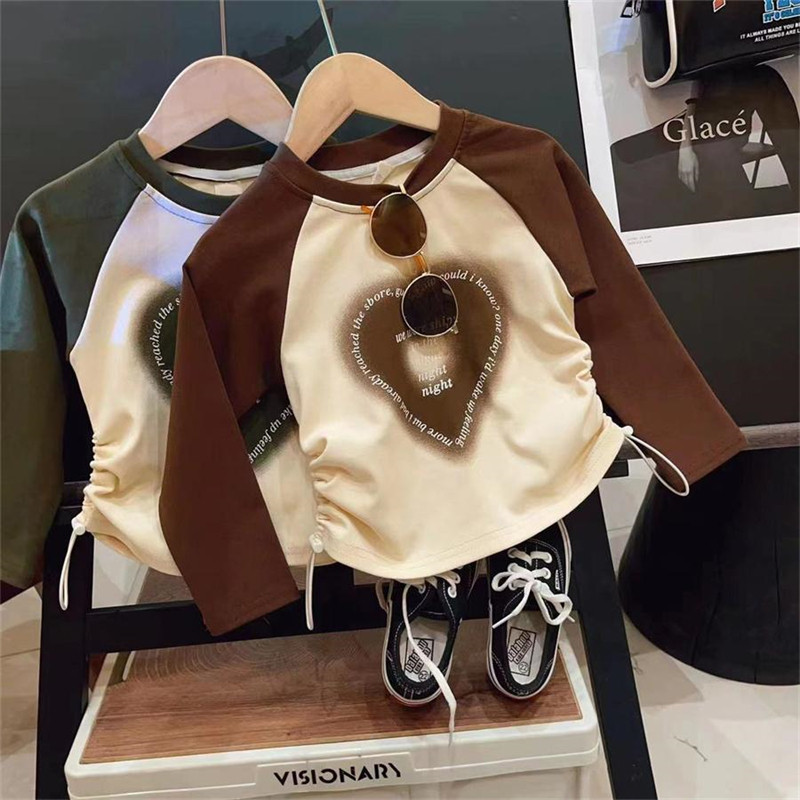 中小童宝宝秋季爱心字母撞色抽绳插肩长袖T恤女童韩版设计感上衣,童装/婴儿装/亲子装,卫衣/绒衫,淘宝优惠券,粉丝福利购,淘宝优惠卷