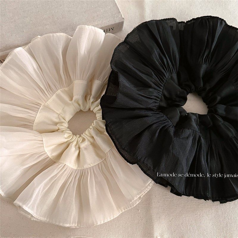 超大褶皱双层发圈大肠圈高级感黑白头绳头花百搭发饰简约发圈新款,饰品/流行首饰/时尚饰品新,发饰,淘宝优惠券,粉丝福利购,淘宝优惠卷