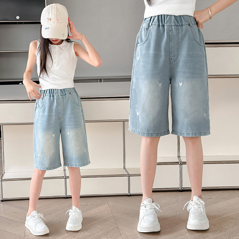 女童牛仔短裤夏季薄款2024新款女孩夏天中裤儿童五分裤子大童夏装,童装/婴儿装/亲子装,裤子,淘宝优惠券,粉丝福利购,淘宝优惠卷