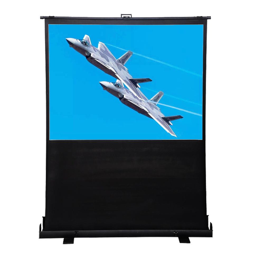工厂直销地拉幕100吋4：3便携式地拉式幕布落地式银幕
