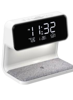 智能显示屏时钟卧室专用护眼台灯床头高级感15W无线充电led灯