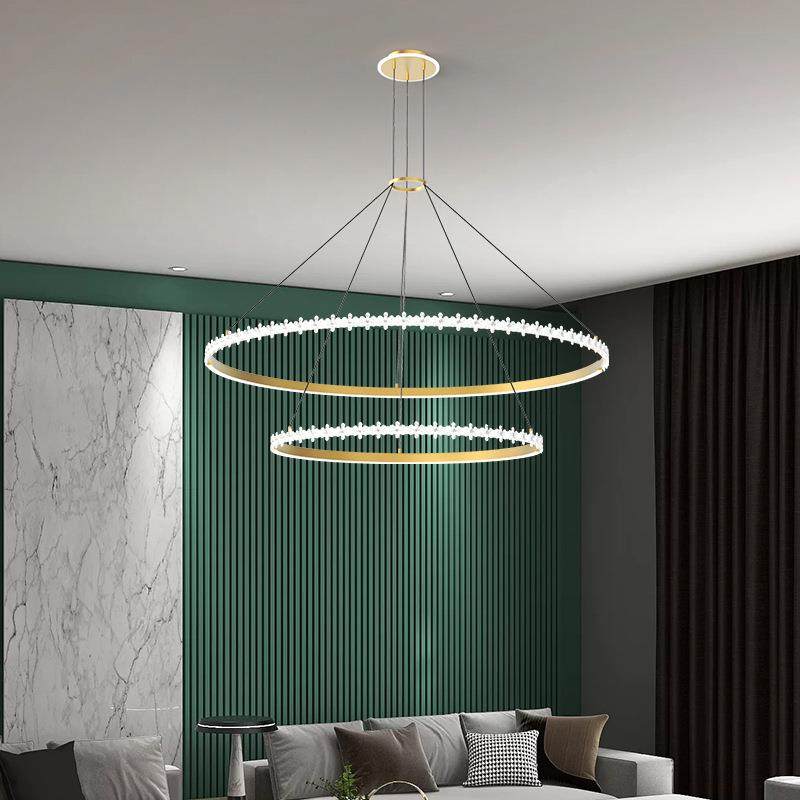北欧简约双层led客厅吊灯网红创意圆环2023新款卧室餐厅商用灯具