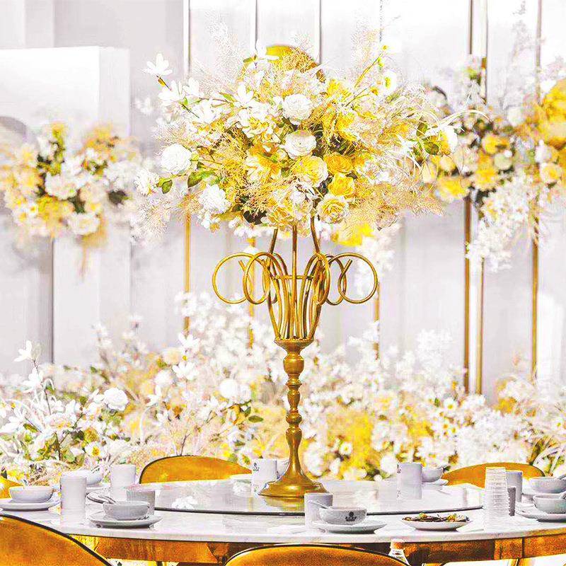 百界新款高曼花器婚庆道具铁艺婚礼布置桌花器桌面摆件浪漫插花器