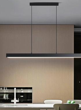 极简餐厅吊灯北欧设计师一字吧台灯饭厅办公室餐桌灯长条led灯具