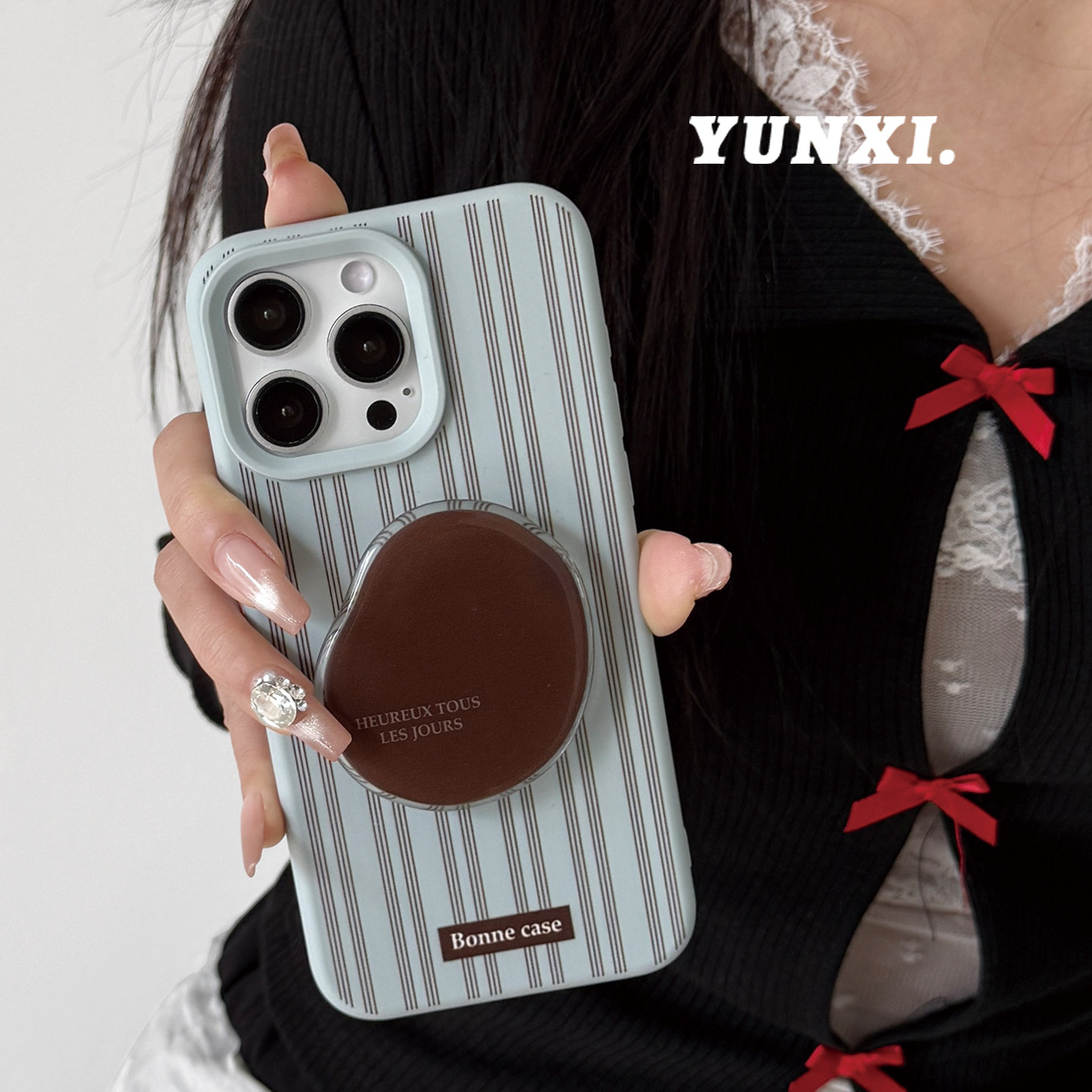 钰锴 ins文艺气质条纹支架适用苹果17ProMax手机壳iphone15新款16pro小众13少女15pro简约14防摔硅胶保护套12,3C数码配件,手机保护套/壳,淘宝优惠券,粉丝福利购,淘宝优惠卷